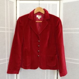Talbots velvet dark red berry color blazer